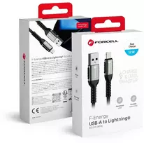 Cable USB A to Lightning Forcell F-Energy 2,4A 12W Cafule 0,5 m C257 juodas