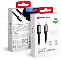 USB C - Lightning laidas Forcell F-Energy PD 3A 27W Cafule 0,5 m C259 juodas