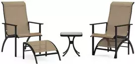 Promotions Lauko baldų komplektas, 5 dalių Adirondack kėdžių komplektas su pufais ir šoniniu staliuku, 83x65x106 cm, kavos spalvos