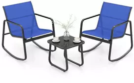Lauko baldų komplektas Promotions Sodo supynės, 2 supami bistro kėdės ir stalas su stiklo viršumi, 72x61x80 cm, juoda