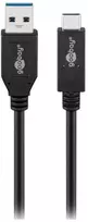 Wentronic goobay - USB kabelis - USB-C (M) į USB A tipo (M) - USB 3.1 Gen 2 3A - 50 cm - apvalus - juodas (41073)