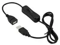 PREMIUMCORD USB 2.0 prailginimo laidas su įjungimo/išjungimo jungikliu, 1 m, juodas
