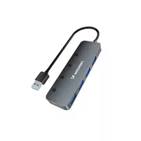 USB-A Hub Wozinsky WHS080YSS 4 x USB-A 3.0 with individual switches, aluminum, with 30 cm cable – pilka