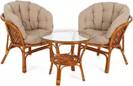 Orange Lauko baldų komplektas Bahama 2+1, Oranžinis / Latte