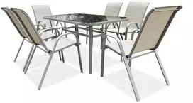Lauko baldų komplektas Bologna, 150 cm, 6+1, Light rusvai gelsvas