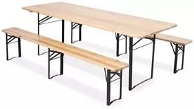 Lauko baldų komplektas Sulankstomas alaus stalo ir 2 suolų komplektas, 177 cm