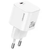 Laidinis įkroviklis USAMS JO Series CC260 20W USB-C + 1m USB-C/Lightning kabelis baltos spalvos