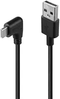 USB Kabelis - LINDY USB 2.0 Tipo A į C Laidas, 90° Dešinysis Kampas, 480Mbps, 15W, 1 m, Juodas