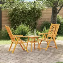 Sodo valgomojo komplektas 3 pcs Ruda Kietos akacijos mediena