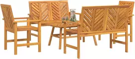 Lauko baldų komplektas Sodo poilsio komplektas 5 pcs Ruda Kietos akacijos mediena