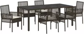 Lauko baldų komplektas Sodo valgomojo komplektas 7 pcs Ruda poliratanas