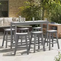 Lauko baldų komplektas Sodo baro komplektas 6 pcs Šviesiai pilka HDPE
