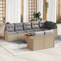 Lauko baldų komplektas Sodo Sofų Rinkinys su pagalve 9 pcs Smėlio poliratanas