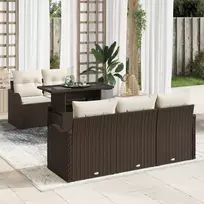 Lauko baldų komplektas Sodo Sofų Rinkinys su pagalve 6 pcs Ruda poliratanas