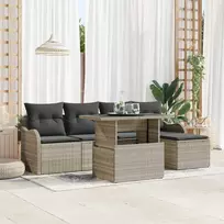 Lauko baldų komplektas Lauko sėdimų vietų komplektas 6 pcs Šviesiai pilka Poli ratanas