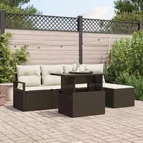 Sodo Sofų Rinkinys su pagalve 6 pcs Ruda ir kreminė