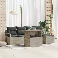Sodo Sofų Rinkinys su pagalve 6 pcs Šviesiai pilka