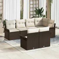 Lauko baldų komplektas Sodo Sofų Rinkinys su pagalve 7 pcs Ruda poliratanas