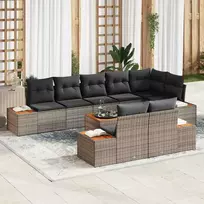 Sodo Sofų Rinkinys su pagalve 8 pcs Pilka Poliratanas
