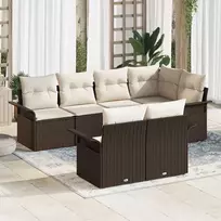 Sodo Sofų Rinkinys su pagalve 7 pcs Ruda Poli ratanas