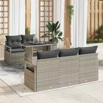 Sodo Sofų Rinkinys su pagalve 6 pcs Šviesiai pilka Poli ratanas