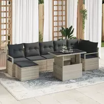 Lauko baldų komplektas Sodo Sofų Rinkinys su pagalve 8 pcs Šviesiai pilka