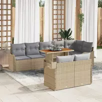 Sodo Sofų Rinkinys 9 pcs smėlio ir šviesiai pilkos spalvos