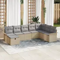 Lauko baldų komplektas Sodo Sofų Rinkinys su pagalve 8 pcs Smėlio Poli ratanas