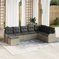 Sodo Sofų Rinkinys su pagalve 8 pcs Šviesiai pilka Poli ratanas