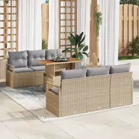 Sodo Sofų Rinkinys 7 pcs smėlio ir šviesiai pilkos spalvos