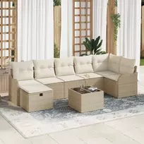 Lauko baldų komplektas Sodo Sofų Rinkinys su pagalve 8 pcs Smėlio Poli ratanas