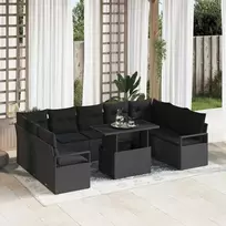 Sodo Sofų Rinkinys su saugykla 10 pcs Juoda Poli ratanas