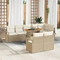 Lauko baldų komplektas Sodo Sofų Rinkinys su saugykla 9 pcs Smėlio Poli ratanas