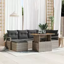 Lauko baldų komplektas Sodo Sofų Rinkinys su saugykla 7 pcs Pilka Poli ratanas