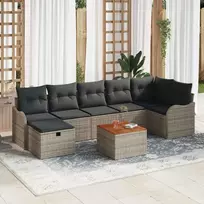 Lauko baldų komplektas Sodo Sofų Rinkinys su pagalve 8 pcs Pilka Poli ratanas