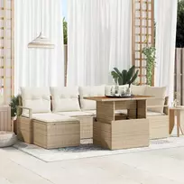 Lauko baldų komplektas Sodo Sofų Rinkinys su saugykla 7 pcs Smėlio Poli ratanas