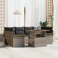 Lauko baldų komplektas Sodo Sofų Rinkinys su saugykla 7 pcs Pilka Poli ratanas