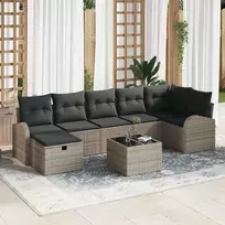 Lauko baldų komplektas Sodo Sofų Rinkinys su pagalve 8 pcs Pilka Poli ratanas
