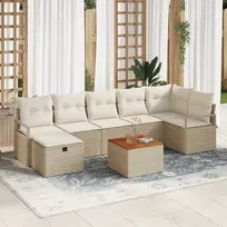 Lauko baldų komplektas Sodo Sofų Rinkinys su pagalve 8 pcs Smėlio Poli ratanas