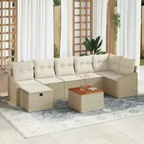 Lauko baldų komplektas Sodo Sofų Rinkinys su pagalve 8 pcs Smėlio Poli ratanas