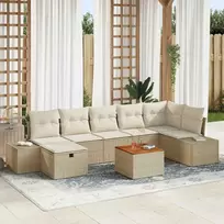 Lauko baldų komplektas Sodo Sofų Rinkinys su pagalve 8 pcs Smėlio Poli ratanas