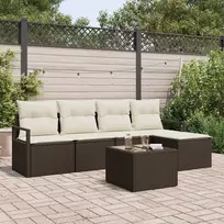 Lauko baldų komplektas Sofos komplektas su pagalve 6 pcs Ruda poliratanas