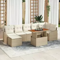 Lauko baldų komplektas Sodo Sofų Rinkinys su saugykla 8 pcs Smėlio Poli ratanas