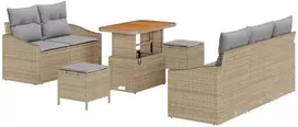 Lauko baldų komplektas Sodo Sofų Rinkinys su pagalve 8 pcs Smėlio poliratanas