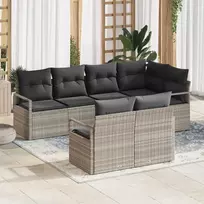 Lauko baldų komplektas Sofos komplektas 7 pcs Šviesiai pilka poliratanas