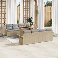 Lauko baldų komplektas Sodo Sofų Rinkinys su saugykla 9 pcs Smėlio Poli ratanas