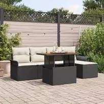 Sodo Sofų Rinkinys su saugykla 6 pcs Juoda Poli ratanas
