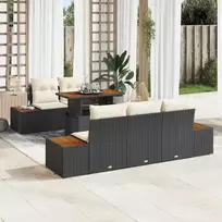 Lauko baldų komplektas Sodo Sofų Rinkinys su saugykla 6 pcs Juoda Poli ratanas