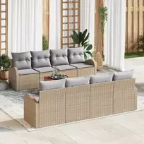 Lauko baldų komplektas Sodo Sofų Rinkinys 9 pcs Bežinė ir šviesiai pilka poliratanas