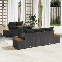 Lauko baldų komplektas Sodo Sofų Rinkinys su saugykla 6 pcs Juoda Poli ratanas